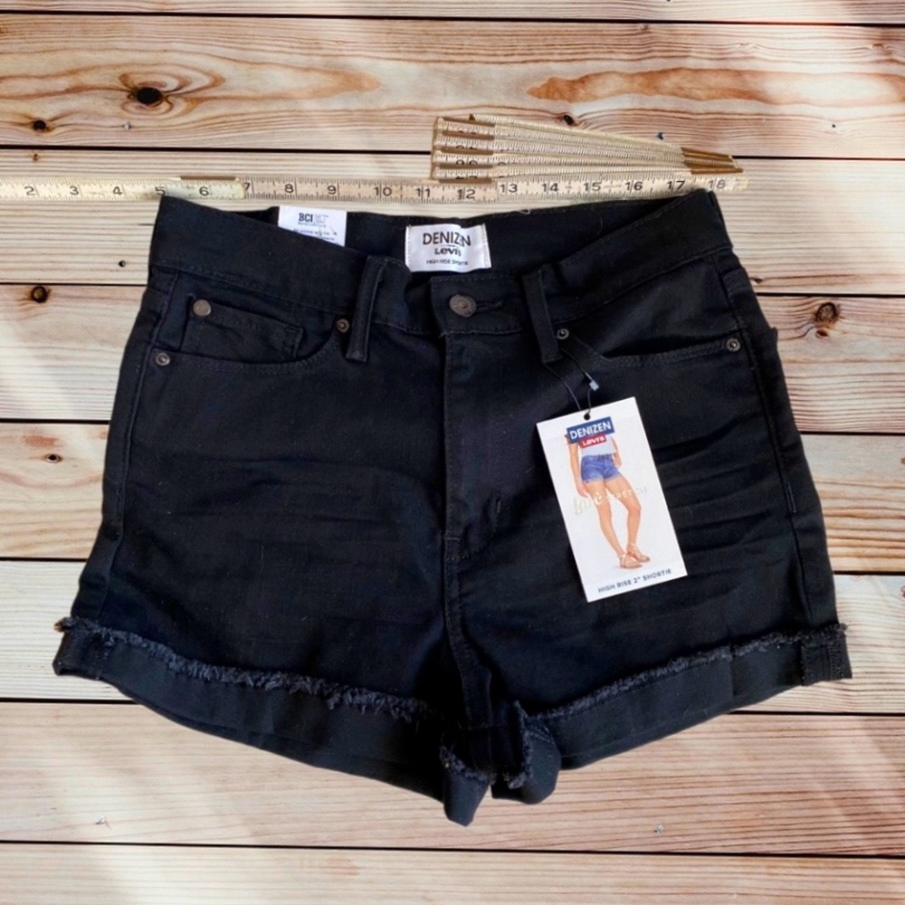 Levi’s Black Stretch Jean Shorts, High Waist, New, 9/29” - Picture 2 of 13